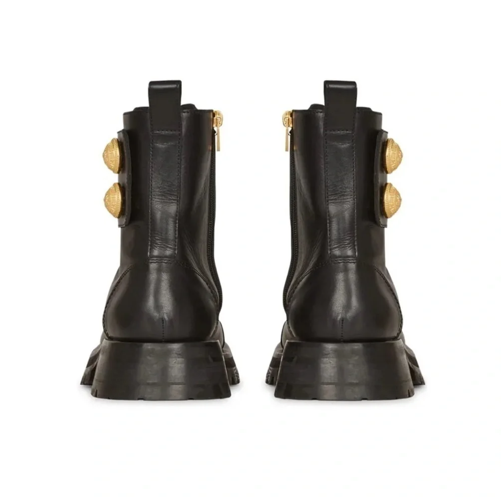 NWT Balmain Paris Ranger Army ankle boots black leather golden hardware - 36 - Picture 6 of 9